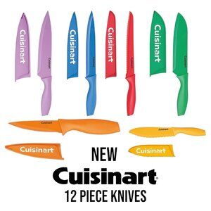 NEW Cuisinart 12 Piece Kitchen Knife Set Knives Multicolored Cutlery Set Stainle